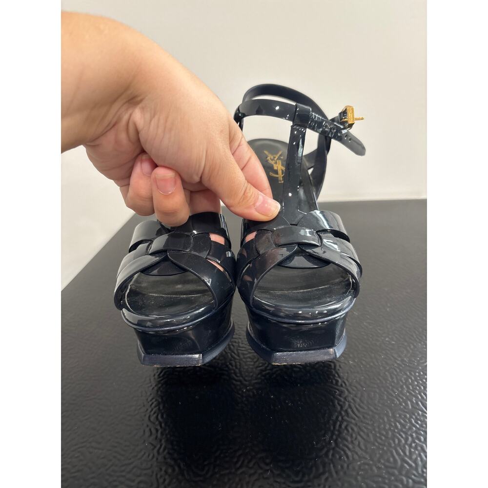 YSL Yves Saint Laurent Patent Leather Platform Heels Black EU 35 US 5 - Picture 7 of 10
